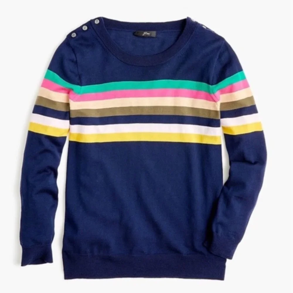 New w/ Defect: J. Crew Tippi Sweater in Multistripe with Buttons in size Small!